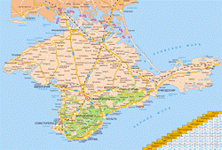 Карта, дороги и расстояния между городами Крыма, при нажатии увеличится до 467 кб, можно сохранить как