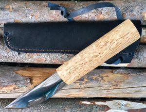 Якутский нож из кованой стали Х12МФ, - Малый Якут, 04, длина 240 мм, гладкая сторона клинка