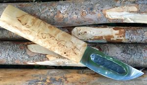 Якутский нож из кованой стали 95Х18, - Малый Якут, 05, длина 240 мм, сторона с выемкой