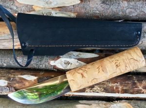 Якутский нож из кованой стали 95Х18, - Малый Якут, 05, длина 240 мм, гладкая сторона клинка