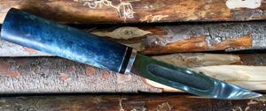 Якутский нож из кованой стали Х12МФ, Средний Якут, 08, длина 270 мм, сторона с выемкой