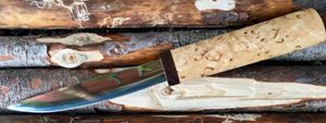 Якутский нож из кованой стали Х12МФ, Средний Якут, 12, длина 270 мм, гладкая сторона клинка